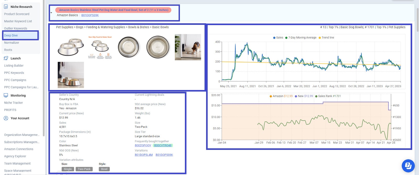 Data Dive’s data analysis tool